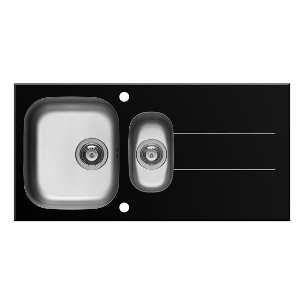 Chiuveta Pyramis CONCERTO 100x50 1 1/2B 1D Black Glass & Inox