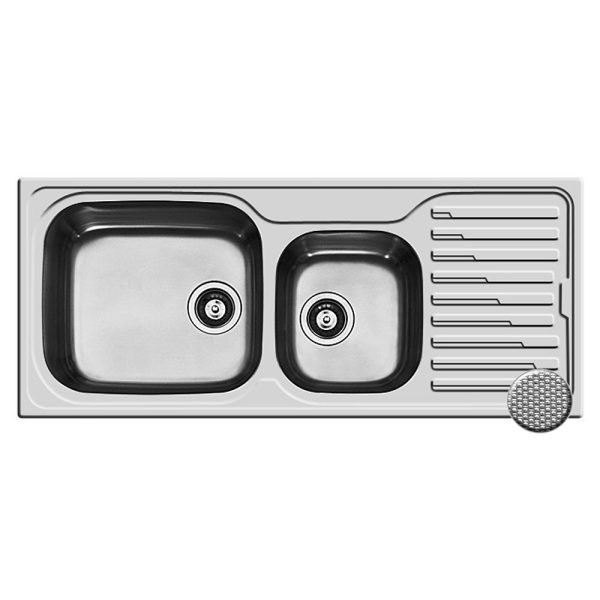 Chiuveta Inox AMALTIA PLUS 116x50 2B1D ST LN