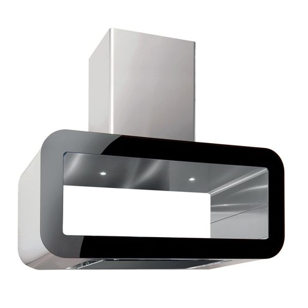 Hota insula Pyramis CORSO, 90cm, 704mc/h, 43dB, Touch Control, Inox si Sticla Neagra