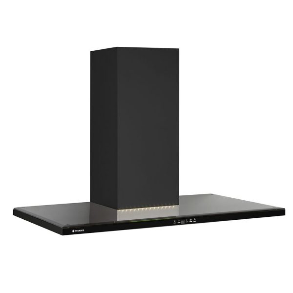 Hota decorativa Pyramis SILVERLIGHT, 90cm, 570mc/h, inox si stica neagra, timer
