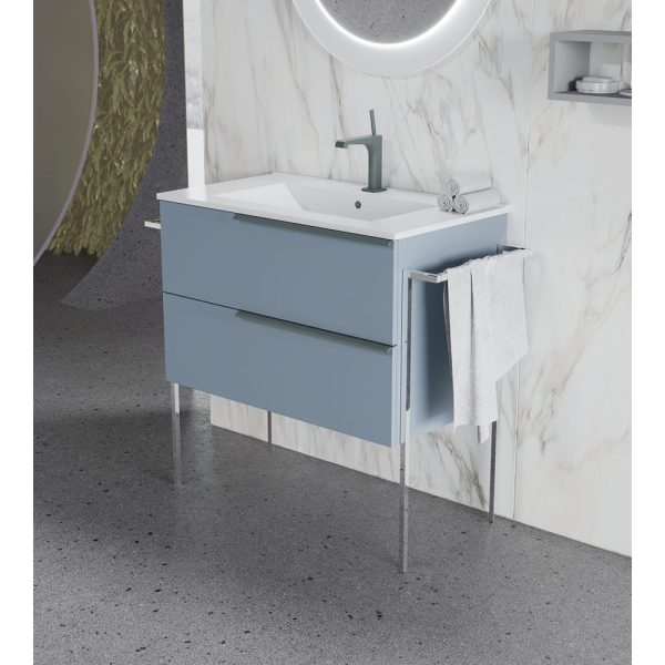 Savini Due Oikos Baza suspendata cu 2 sertare si lavoar ceramic 81 cm, culoare blu pastello opaco