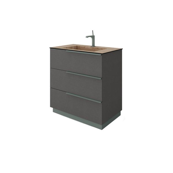 Savini Due Oikos Baza pe picioare cu 3 sertare si lavoar din HPL MIELE 81 cm, culoare lino