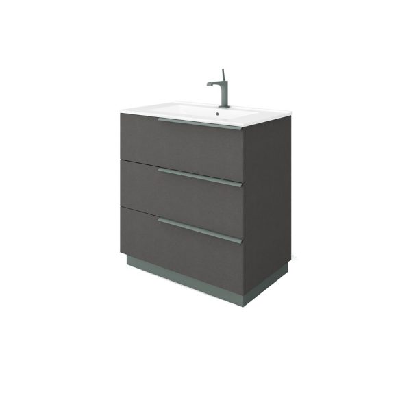 Savini Due Oikos Baza pe picioare cu 3 sertare si lavoar ceramic 81 cm, culoare lino