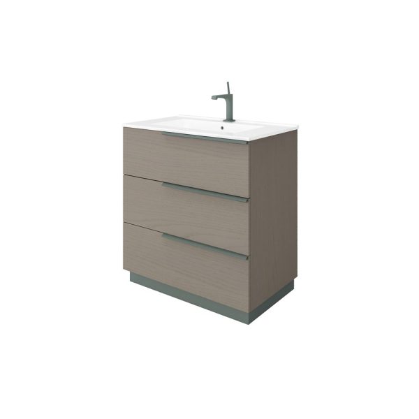 Savini Due Oikos Baza pe picioare cu 3 sertare si lavoar ceramic 81 cm, culoare pietra