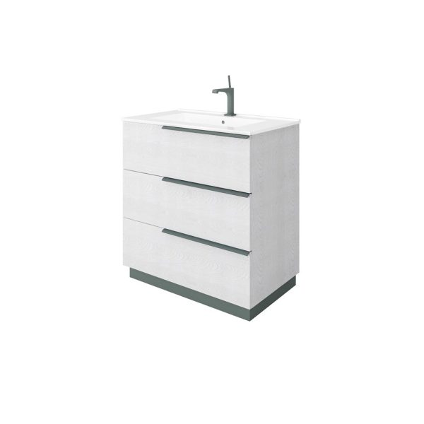 Savini Due Oikos Baza pe picioare cu 3 sertare si lavoar ceramic 81 cm, culoare alaska