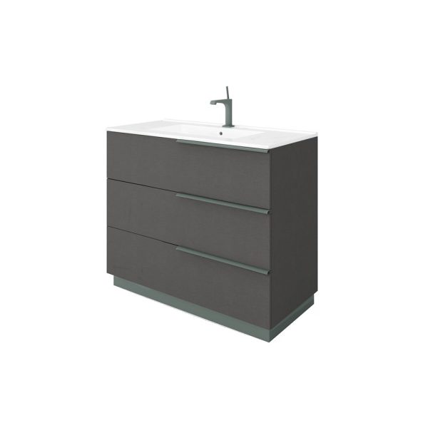 Savini Due Oikos Baza pe picioare cu 3 sertare si lavoar ceramic 101 cm, culoare lino