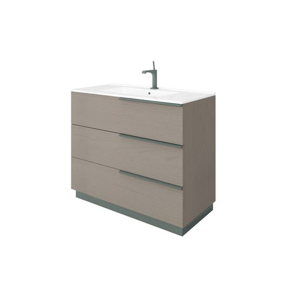 Savini Due Oikos Baza pe picioare cu 3 sertare si lavoar ceramic 101 cm, culoare pietra