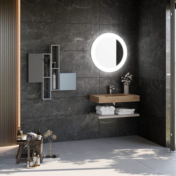 Savini Due Idea Lavoar din HPL 80x46 cm, cu 1 cuva centrala, culoare miele