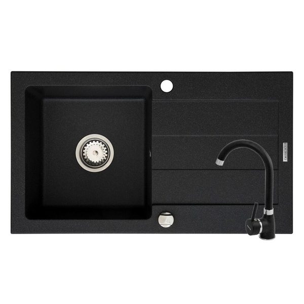 Set chiuveta granit MAIDSINKS Pyramis Senar & baterie Bello - Black