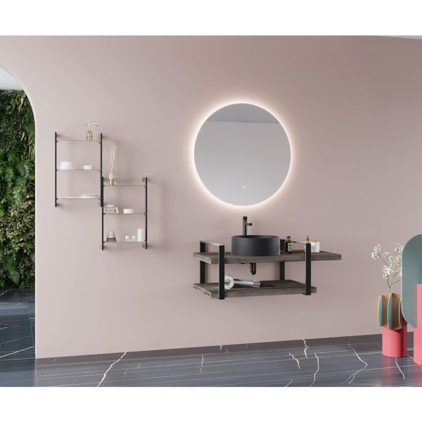 Savini Due Linea Rama metalica cu 3 polite de sticla 53x14 cm, antracit