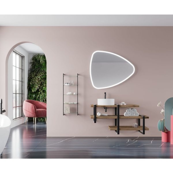 Savini Due Linea Rama metalica cu 5 polite de sticla 93x14 cm, antracit
