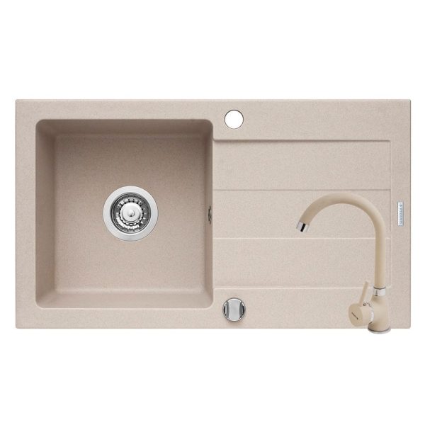 Set chiuveta granit Sparta 1B 1D & Baterie Bello - BEIGE