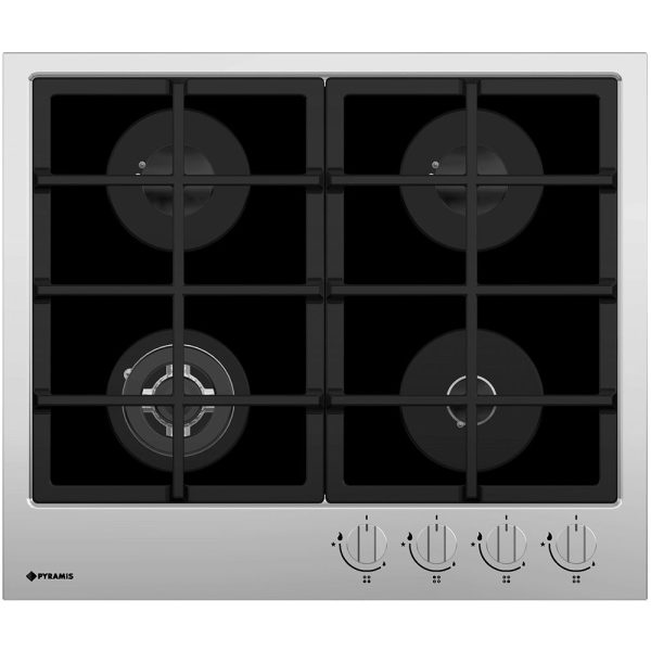 Plita Gaz 60CF 470 Inox si Sticla Neagra
