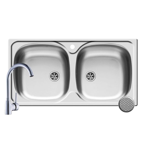 Set chiuveta inox E78 LN & baterie BELLO crom