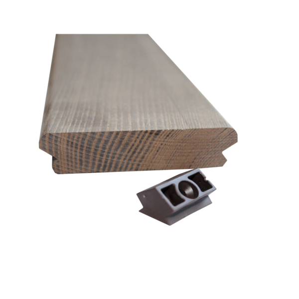 Deck frasin termotratat 21x100x1500 mm, intreg, finisaj neted, montaj cu profil conector