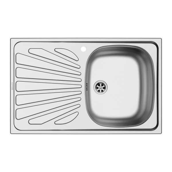 Chiuveta Inox Pyramis CRETA 75.5x48 1B 1D, adancime 150mm, cuva dreapta, montare pe blat, finisaj lucios