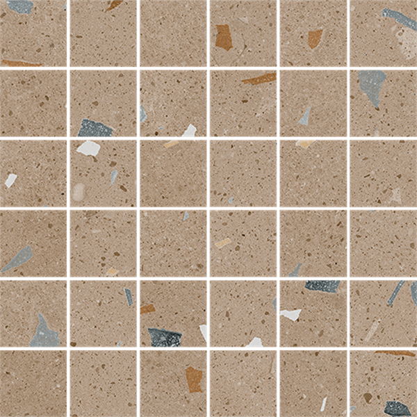 Arcana Croccante Mosaico Nuez 30x30 cm, mozaic gresie portelanata, aspect terrazzo, nerectificata, finisaj mat