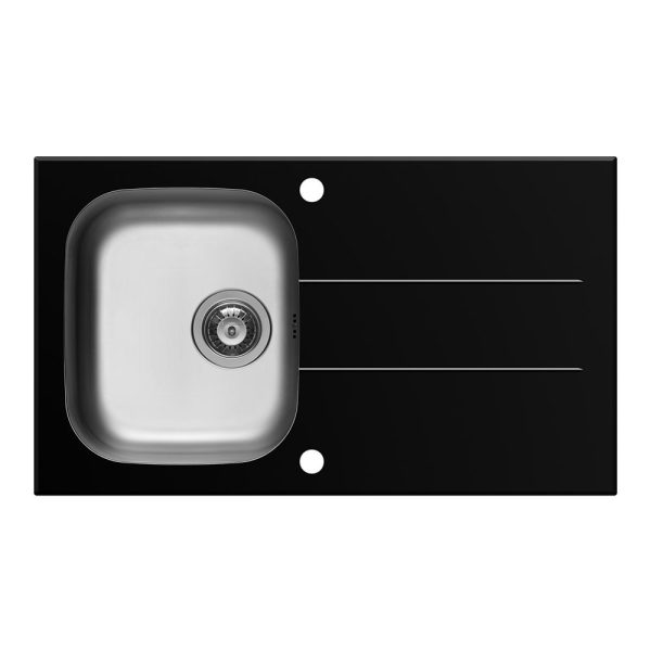 Chiuveta Pyramis CONCERTO 86x50 1B 1D Black Glass & Inox