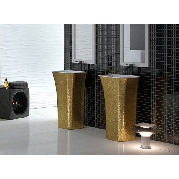 Besco Assos Glam lavoar freestanding 50x40 cm, mineral DuraBe, Gold