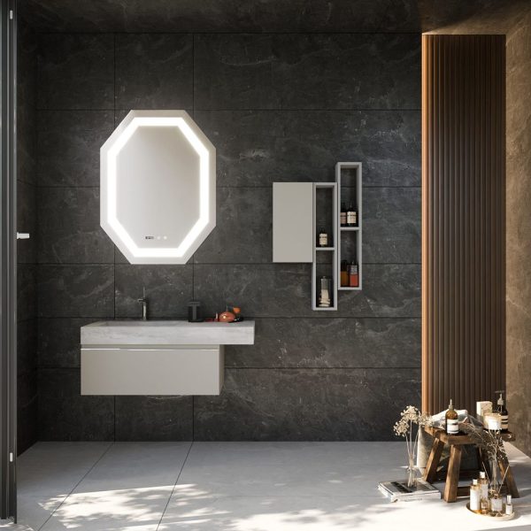 Savini Due Idea Lavoar din HPL 100x46 cm, cu 1 cuva stanga, culoare beton