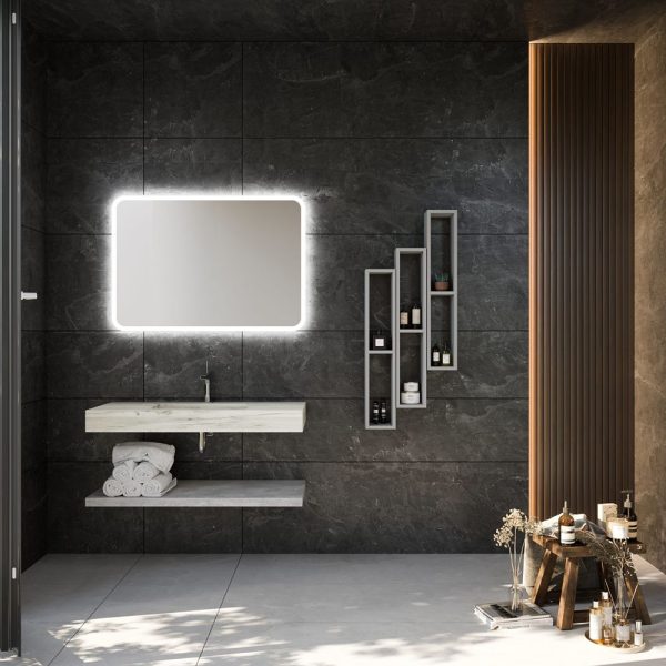 Savini Due Idea Lavoar din HPL 100x46 cm, cu 1 cuva centrala, culoare beton