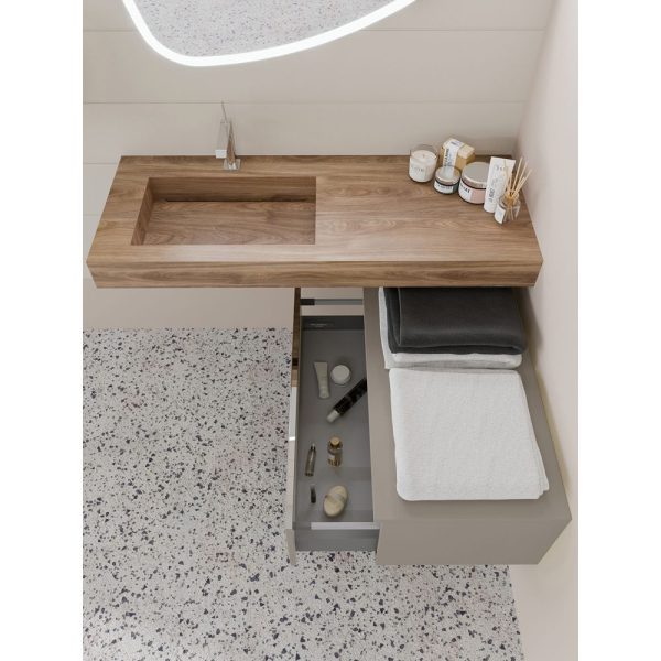 Savini Due Idea Lavoar din HPL 120x46 cm, cu 1 cuva stanga, culoare miele