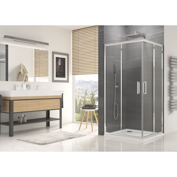 Sanswiss Ocelia cabina de dus patrata 80x80 cm, usi culisante, sticla securizata de 5 mm