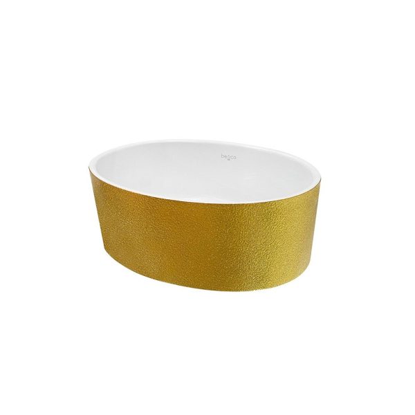 Besco Uniqua Glam lavoar pe blat 46x32x cm, mineral DuraBe, Gold