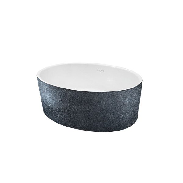 Besco Uniqua Glam lavoar pe blat 46x32 cm, mineral DuraBe, Silver