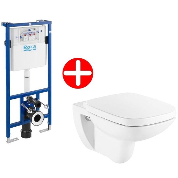 Roca Debba Square Rimless set promo vas wc suspendat cu rezervor incastrat si capac soft close