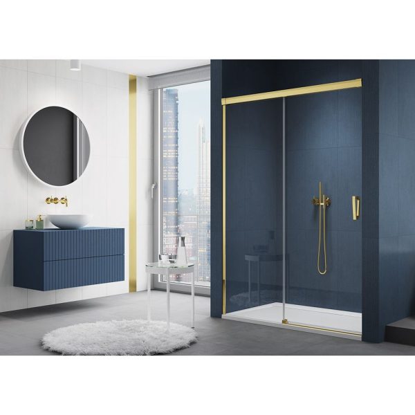 Sanswiss Cadura Gold Line usa dus culisanta 2 piese 180 cm, parte fixa stanga, auriu