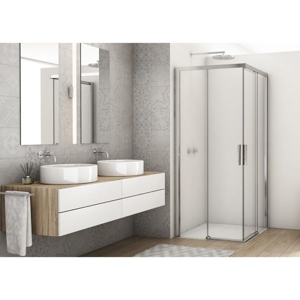 Sanswiss Divera cabina de dus patrata 80x80 cm, usi culisante, sticla securizata de 6 mm