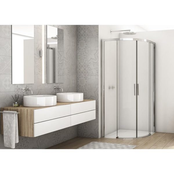 Sanswiss Divera cabina de dus semirotunda 80x80 cm, usi culisante, sticla securizata de 6 mm