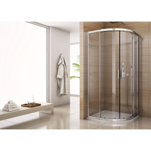 Sanswiss Salia cabina de dus semirotunda 90x90 cm, usi culisante, sticla securizata de 6 mm