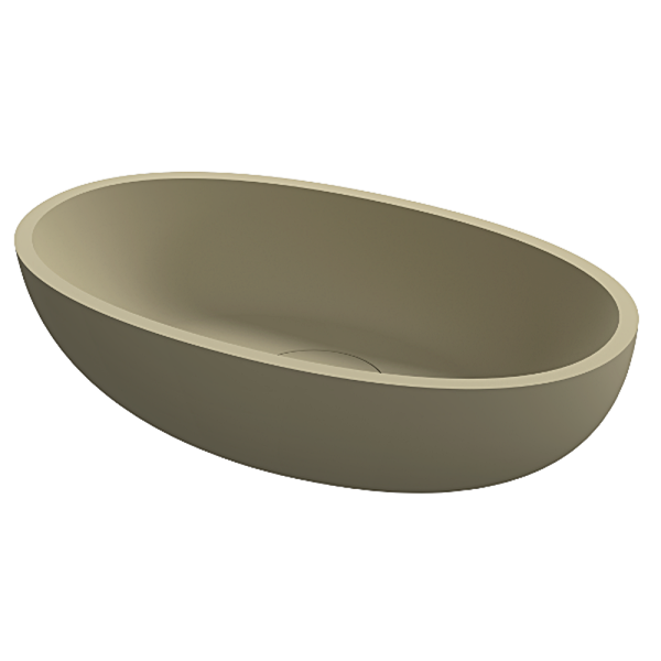 Riho Escala lavoar pe blat oval 55x32 cm, compozit Solid Surface, culoare greige
