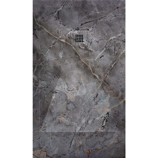 3D Marble Grey Jasper cadita dus 70x210 cm, compozit, sifon inclus